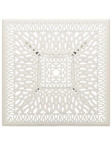 Градинска маса, бяла, 90x90x73 см, лят алуминий