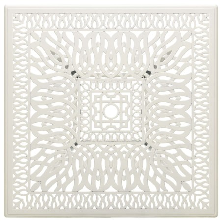 Градинска маса, бяла, 90x90x73 см, лят алуминий