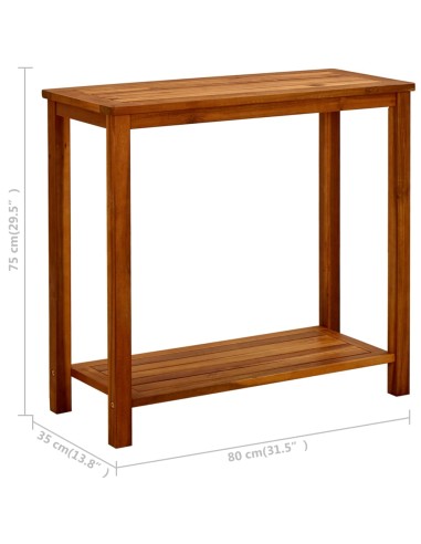 Градинска конзолна маса, 80x35x75 см, акациево дърво масив