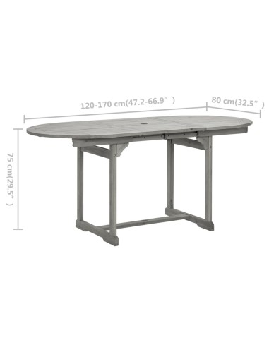 Градинска трапезна маса (120-170)x80x75 cм акациево дърво масив