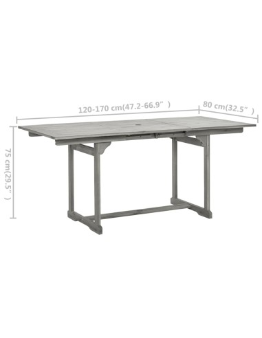 Градинска трапезна маса (120-170)x80x75 cм акациево дърво масив