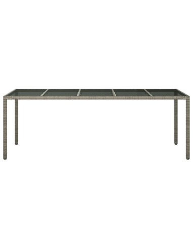 Градинска маса сива 250x100x75 см закалено стъкло и полиратан