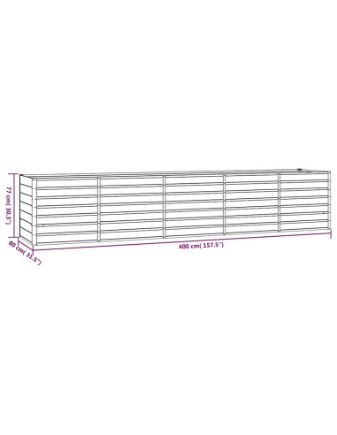 Градинска повдигната леха ръждив 400x80x77 см кортенова стомана