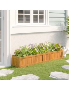 Повдигната леха 150x30x25 см тиково дърво масив