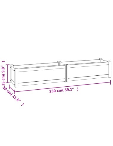 Повдигната леха 150x30x25 см тиково дърво масив