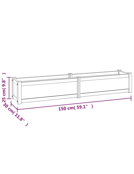 Повдигната леха 150x30x25 см тиково дърво масив