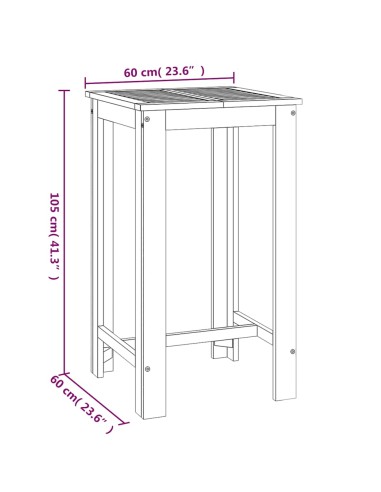 Градинска бар маса 60x60x105 см масивна акация