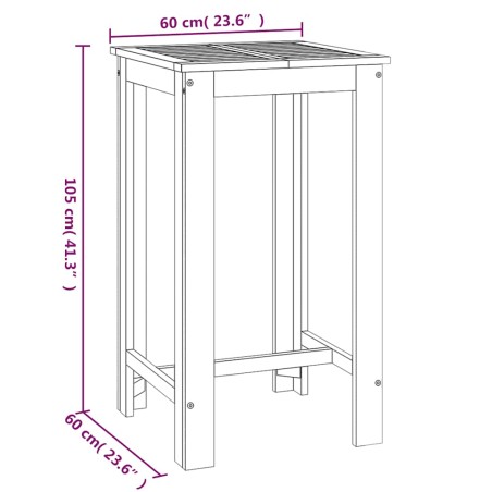 Градинска бар маса 60x60x105 см масивна акация
