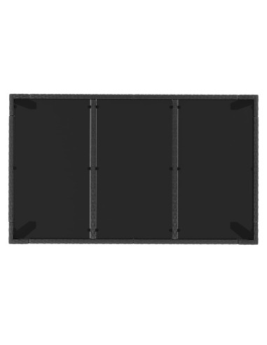Градинска маса със стъклен плот черен 150x90x75 см полиратан