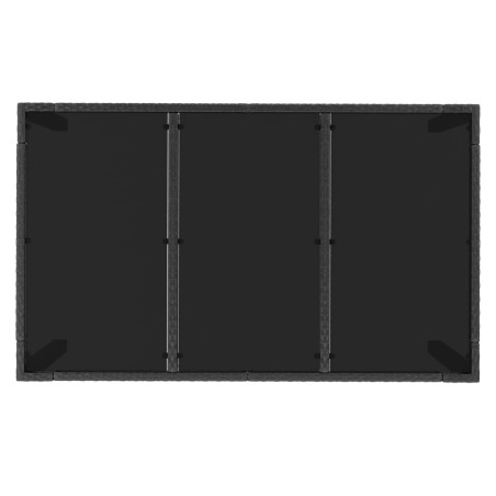 Градинска маса със стъклен плот черен 150x90x75 см полиратан