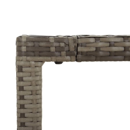 Градинска маса със стъклен плот сива 150x90x75 см полиратан
