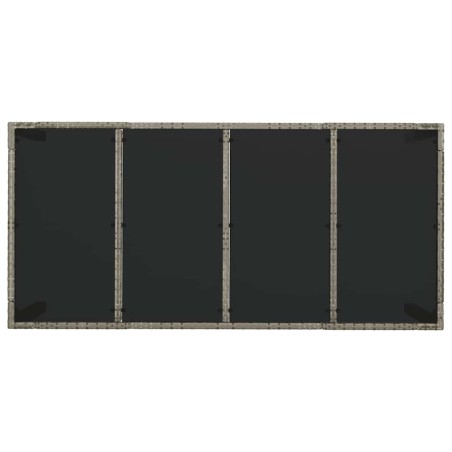 Градинска маса със стъклен плот черен 190x90x75 см полиратан