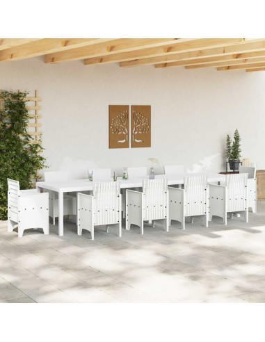 Градинска маса Бяло 350 x 100 x 73 см полиратан