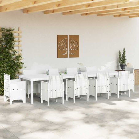 Градинска маса Бяло 350 x 100 x 73 см полиратан