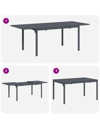 Разтеглена маса 2 pcs Антрацит 210 x 90 x 73 см Стомана