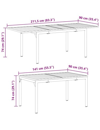 Разтеглена маса 2 pcs Антрацит 210 x 90 x 73 см Стомана