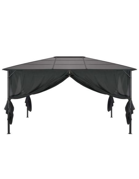 Шатра с пердета, алуминий, 4x3x2,6 м, черна