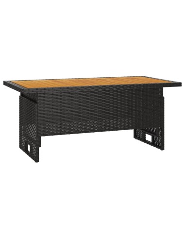Градинска маса черна 100x50x43/63 см акация масив и полиратан