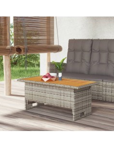 Градинска маса сива 100x50x43/63 см акация масив и полиратан