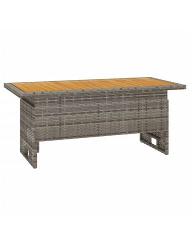 Градинска маса сива 100x50x43/63 см акация масив и полиратан