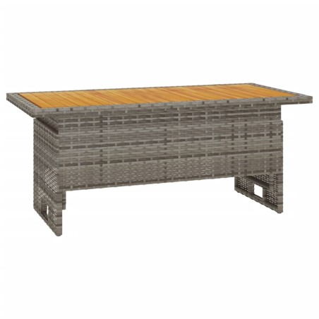 Градинска маса сива 100x50x43/63 см акация масив и полиратан