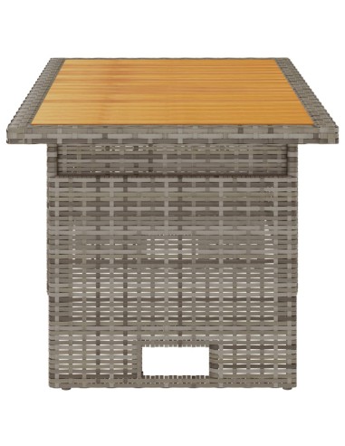 Градинска маса сива 100x50x43/63 см акация масив и полиратан