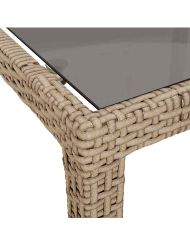 Градинска маса за хранене Бежово 90 x 90 x 75 cm Полиратан