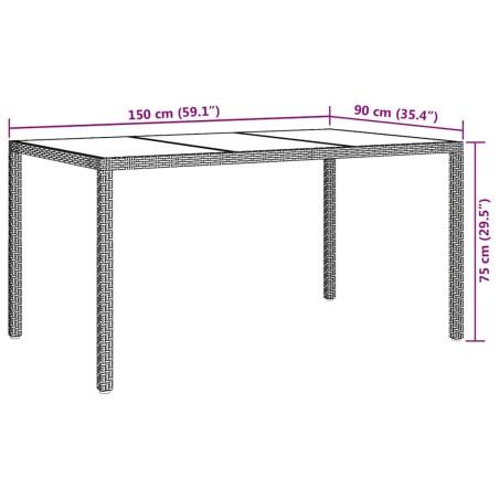Градинска маса за хранене Черно 150 x 90 x 75 cm Полиратан