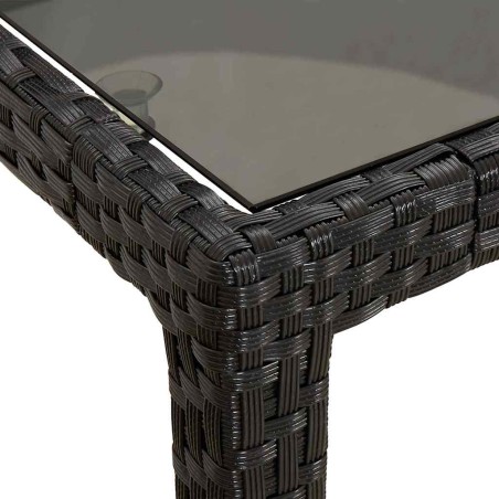 Градинска маса за хранене Черно 150 x 90 x 75 cm Полиратан