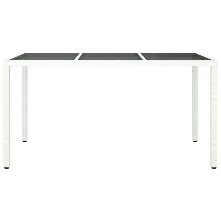 Градинска маса за хранене Бяло 150 x 90 x 75 cm Полиратан