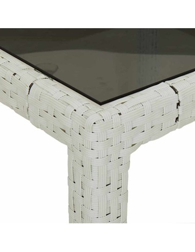 Градинска маса за хранене Бяло 150 x 90 x 75 cm Полиратан