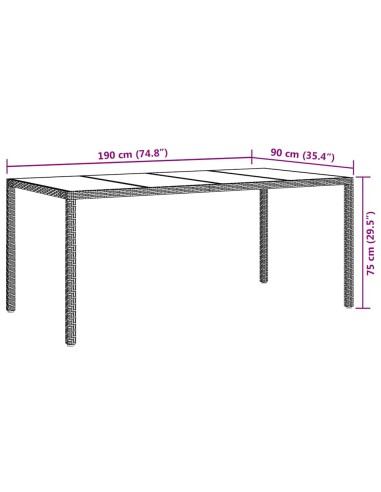 Градинска маса за хранене Бежово 190 x 90 x 75 cm Полиратан