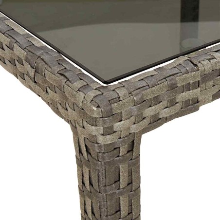 Градинска маса за хранене Сив 250 x 100 x 75 см Полиратан