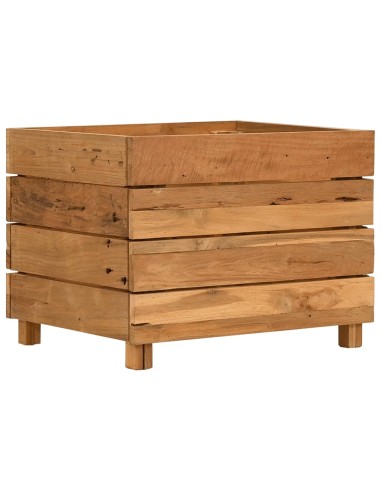 Повдигната леха 50x40x38 см рециклирано тиково дърво и стомана