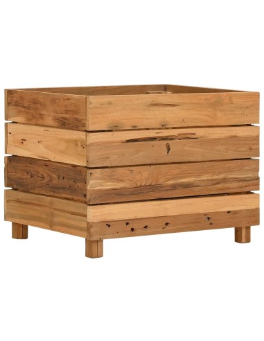 Повдигната леха 50x40x38 см рециклирано тиково дърво и стомана