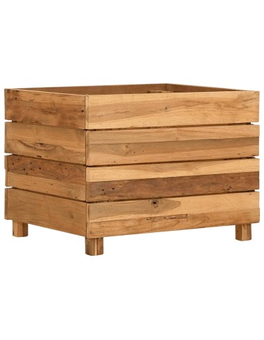 Повдигната леха 50x40x38 см рециклирано тиково дърво и стомана