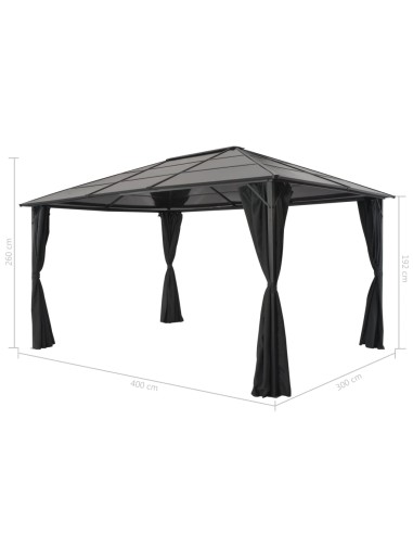 Шатра с пердета, алуминий, 4x3x2,6 м, черна