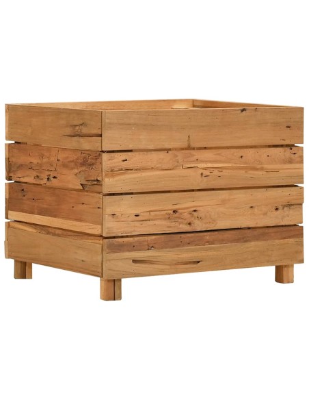 Повдигната леха 50x40x38 см рециклирано тиково дърво и стомана