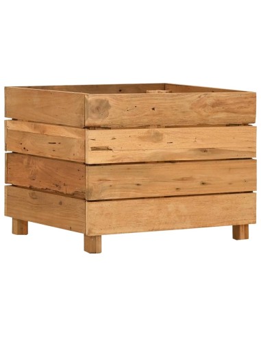 Повдигната леха 50x40x38 см рециклирано тиково дърво и стомана
