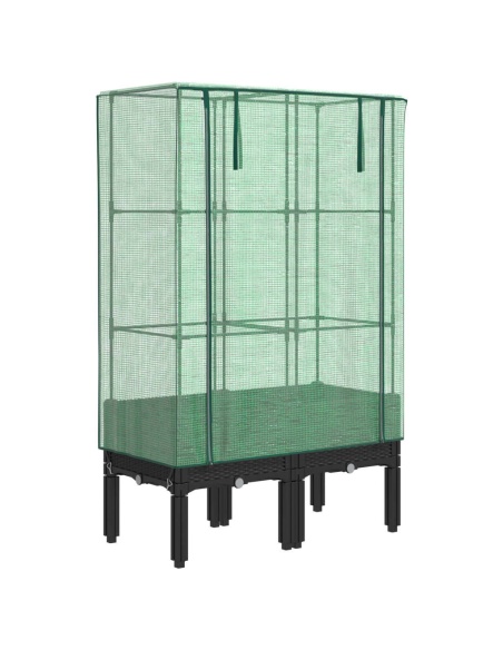 Повдигнато легло с оранжерия калъф, ратанов вид, 80x40x140 см