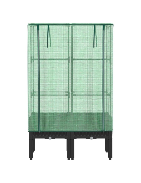 Повдигнато легло с оранжерия калъф, ратанов вид, 80x40x140 см