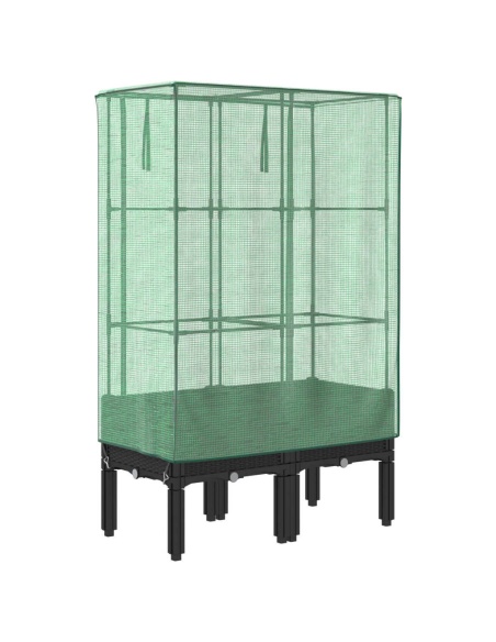 Повдигнато легло с оранжерия калъф, ратанов вид, 80x40x140 см