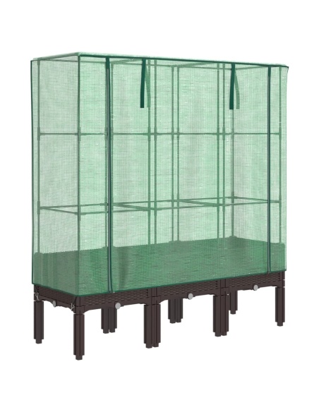 Повдигнато легло с оранжерия калъф, ратанов вид, 120x40x140 см