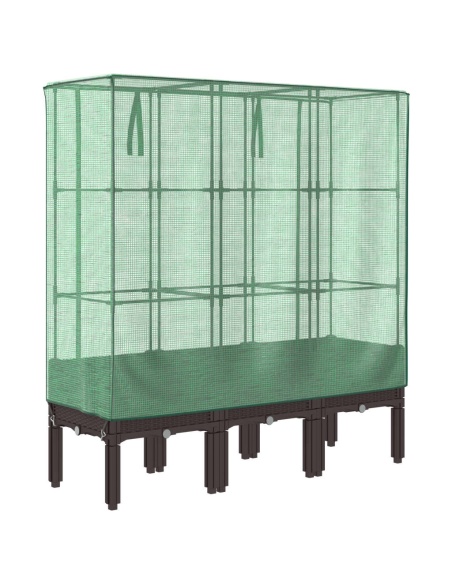 Повдигнато легло с оранжерия калъф, ратанов вид, 120x40x140 см