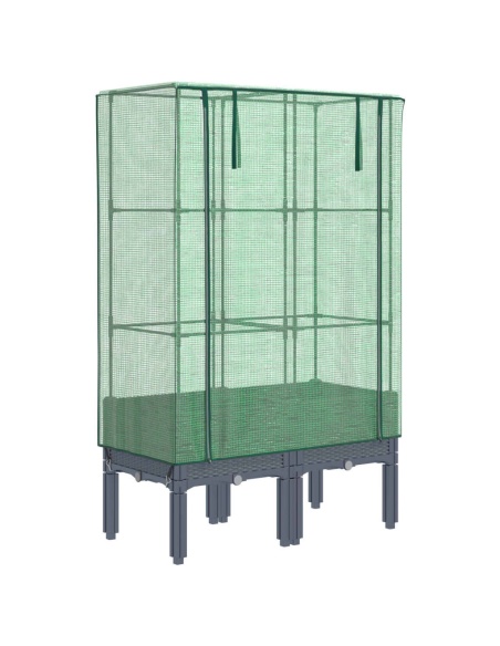 Повдигнато легло с оранжерия калъф, ратанов вид, 80x40x140 см