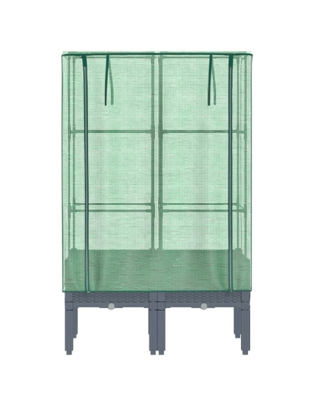 Повдигнато легло с оранжерия калъф, ратанов вид, 80x40x140 см