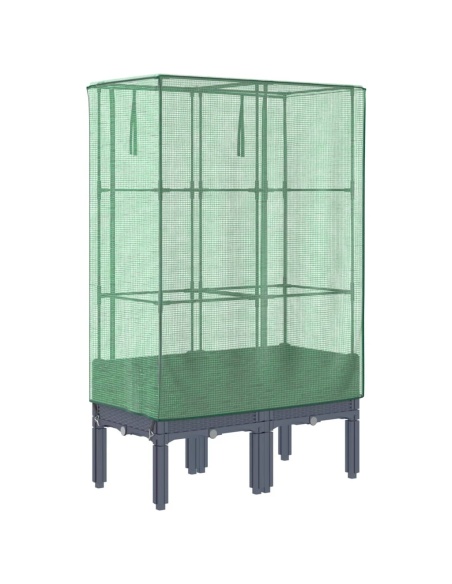 Повдигнато легло с оранжерия калъф, ратанов вид, 80x40x140 см