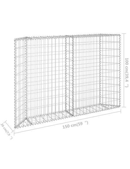 Габион повдигната леха трапец поцинкована стомана 150x20x100 см