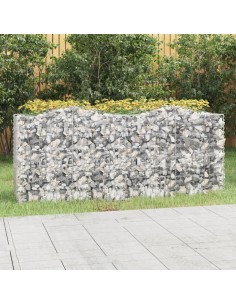 Извит габион повдигната леха 200x50x100 см поцинковано желязо