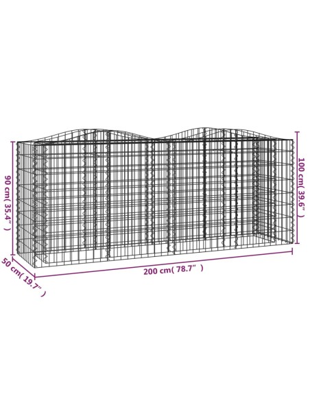 Извит габион повдигната леха 200x50x100 см поцинковано желязо